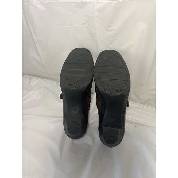 Clarks Bendables Brown Leather Zip Buckle Heel Cap Toe Loafer 80463 Sz 8.5 M - Picture 11 of 13